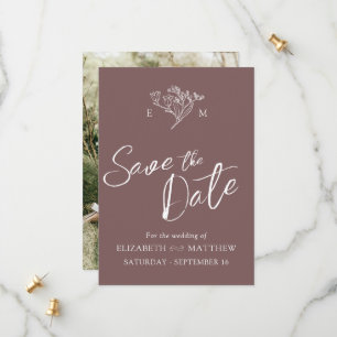 Save The Date Simple fleur sauvage brun blanc photo