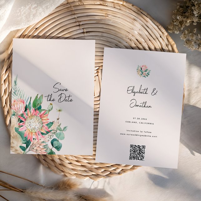 Save The Date Simple Floral Eucalyptus Herbe de Pampas Protéa (Créateur téléchargé)