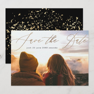 Save The Date Simple Gold Foil Moderne Calligraphie Le Mariage