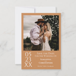 Save The Date Simple Golden Tan Modern Minimal Mariage photo