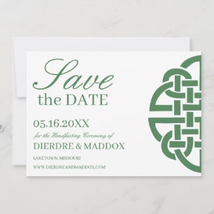 Save The Date Simple Green Celtic Knot Handfasting