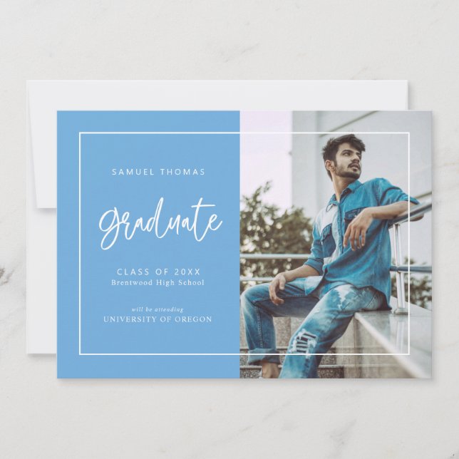 Save The Date Simple Handwritten Script Graduation Announcement (Devant)