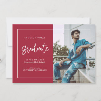 Save The Date Simple Handwritten Script Graduation Announcement