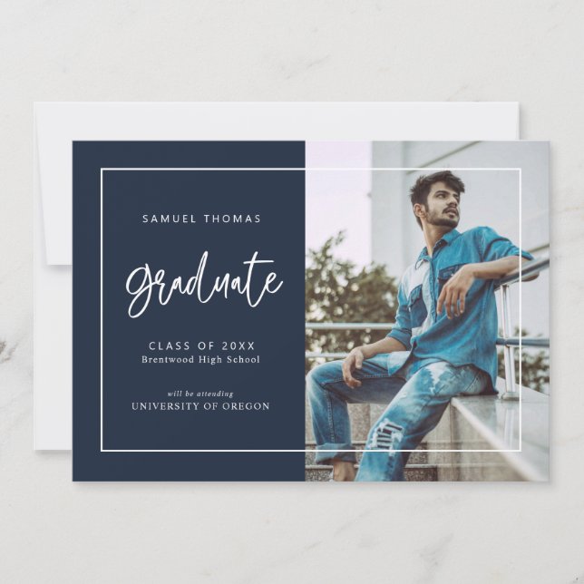 Save The Date Simple Handwritten Script Graduation Announcement (Devant)
