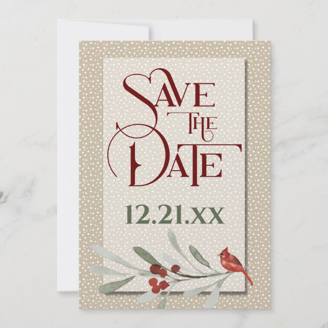 Save The Date Simple Hiver avec Photo de fiançailles de Mariage (Devant)