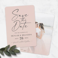 Simple Light Blush Pink avec Script Photo Wedding