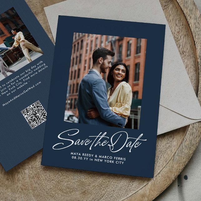 Save The Date Simple mariage à deux photos avec écriture tendanc (Créateur téléchargé)