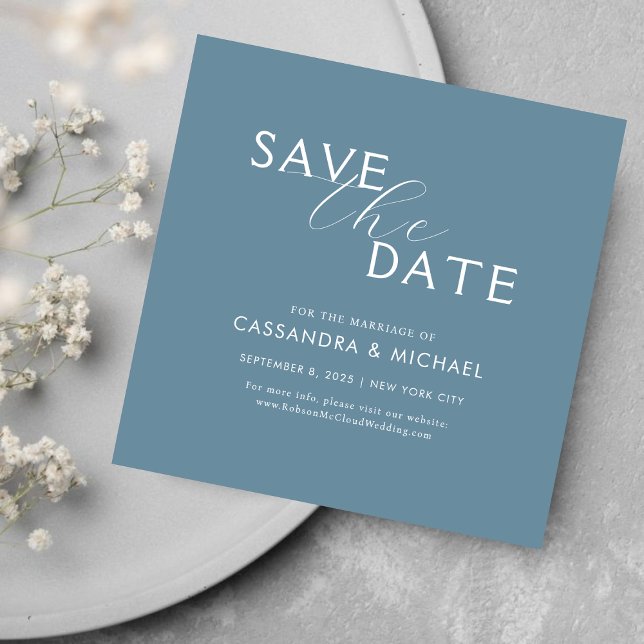 Save The Date Simple Mariage à l'écriture propre poussiéreux ble (Créateur téléchargé)