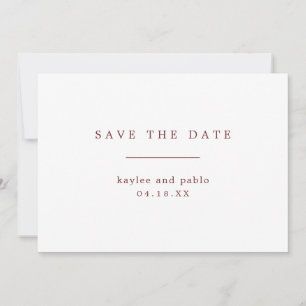 Save The Date Simple Mariage minimaliste bordeaux et blanc