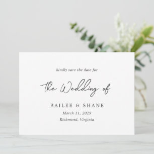 Save The Date Simple Mariage Moderne Noir et Blanc