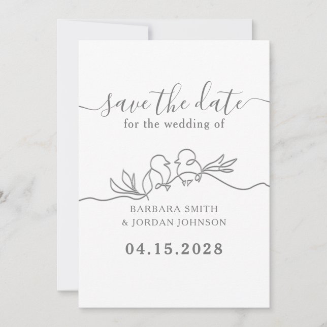 Save The Date Simple Mariage Moderne Script (Devant)