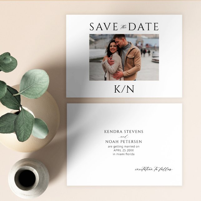 Save The Date Simple mariage photo de couple monogramme minimal (Créateur téléchargé)