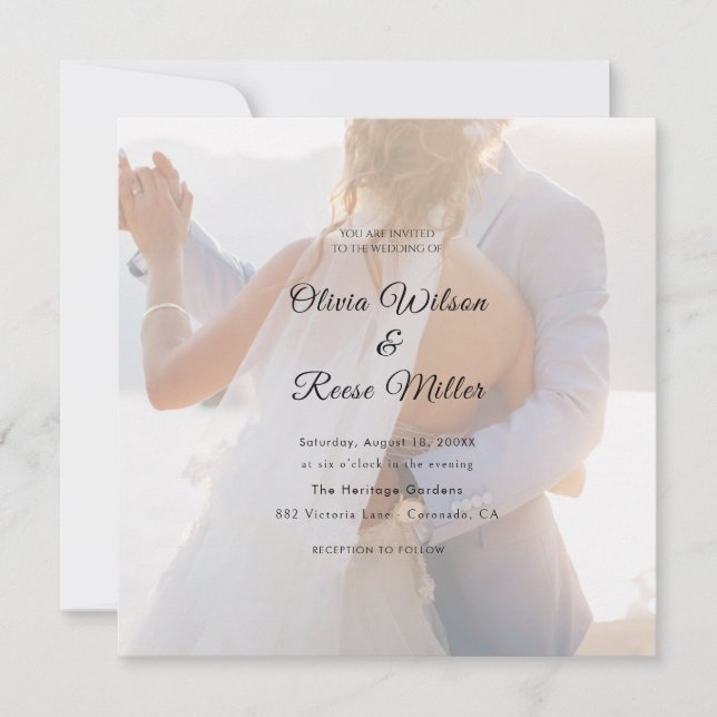 Save The Date Simple Mariage Photo en surimpression Noir & Blanc (Devant)