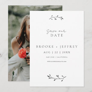 Save The Date Simple Mariage Photo Minimaliste Botanique Moderne