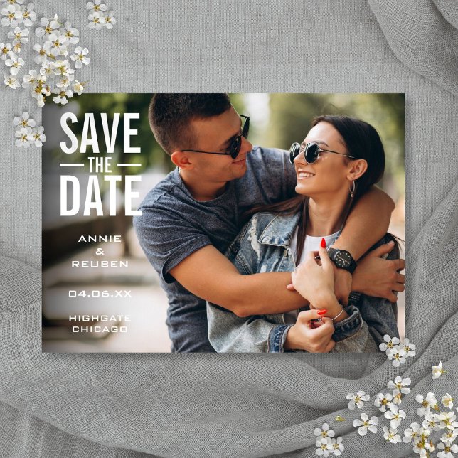 Save The Date Simple Mariage Photo Moderne (Simple Modern Photo Wedding Save The Date)