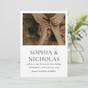 Save The Date Simple Mariage photo moderne noir et blanc