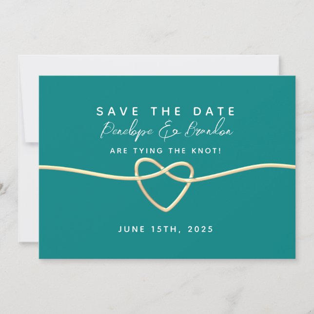 Save The Date Simple Mariage Turquoise (Devant)