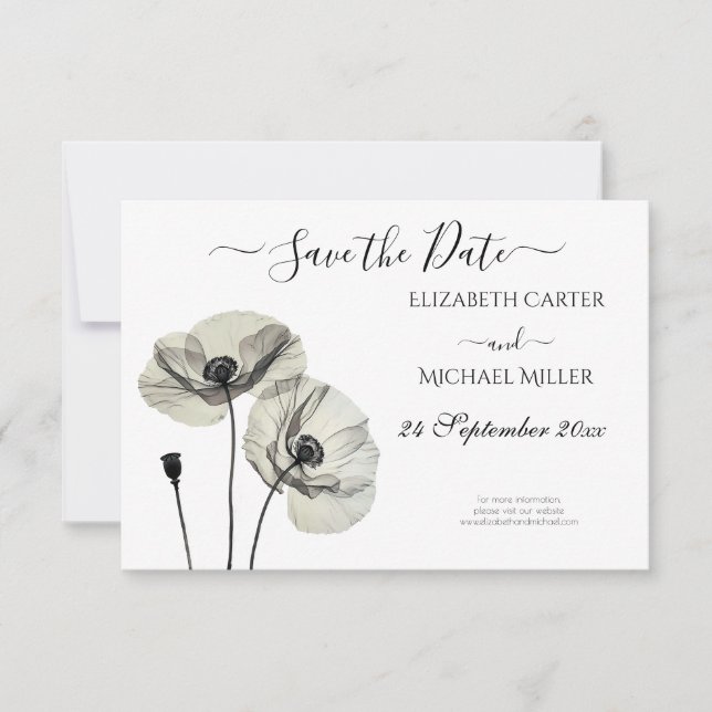 Save The Date Simple minimalisme élégant Papillons noirs et blan (Devant)