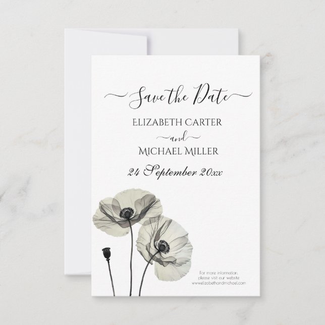 Save The Date Simple minimalisme élégant Papillons noirs et blan (Devant)