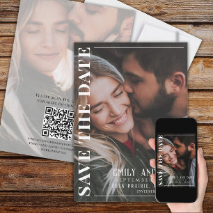 Save The Date Simple minimaliste moderne photo deux Code QR