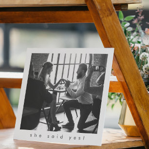 Save The Date Simple Minimaliste Noir Elle A Dit Oui Photo Amusa