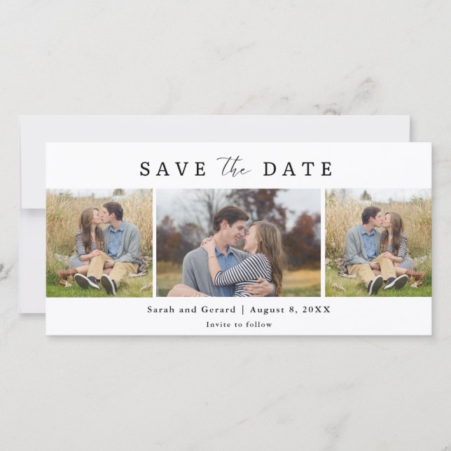 Save The Date Simple Modern 3 Photo Mariage Date à retenir (Devant)