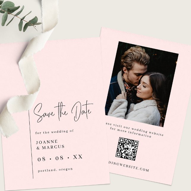 Save The Date Simple Modern Bush Photo & QR Code (Créateur téléchargé)