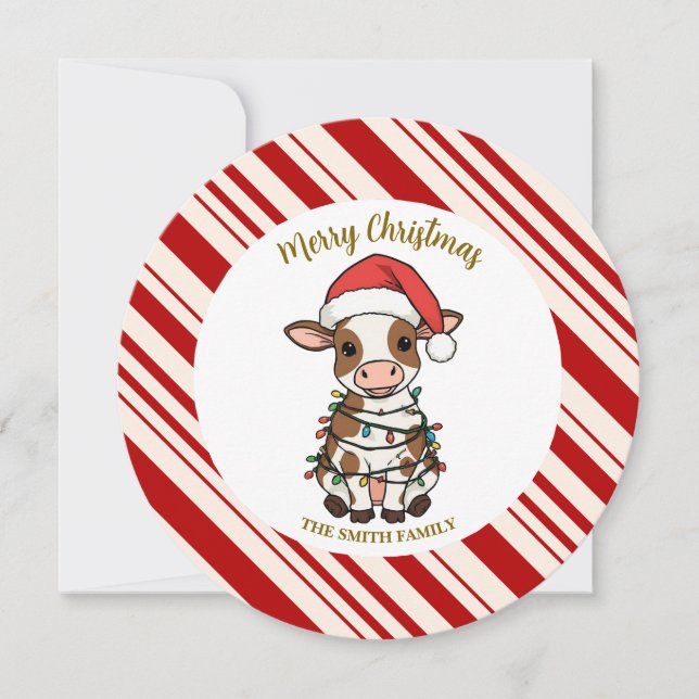 Save The Date Simple modern merry christmas calf Cow OX pattern (Devant)