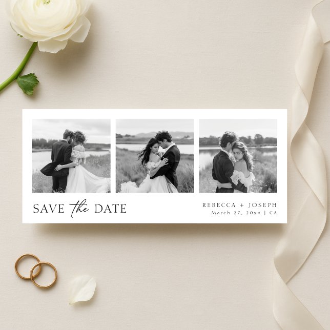 Save The Date Simple Modern Minimalist Wedding Photo Strip  (Créateur téléchargé)
