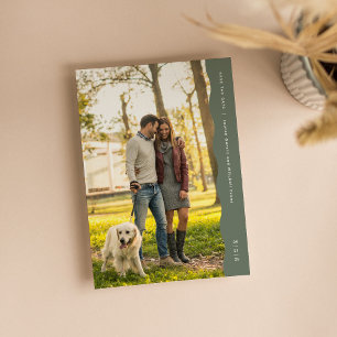 Save The Date Simple moderne arête ondulée sage photo verte