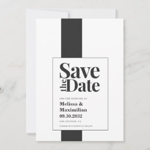 Save The Date Simple moderne, audacieux, noir et blanc, mariage 