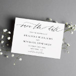 Save The Date Simple Moderne Calligraphie Mariage Enregistrer la<br><div class="desc">Simple Moderne Calligraphie Noir et Blanc Mariage Enregistrer la Carte Date. Pour une personnalisation plus avancée de cette conception,  veuillez cliquer sur le bouton "Personnaliser" ci-dessus ! Des articles correspondants sont également disponibles.</div>