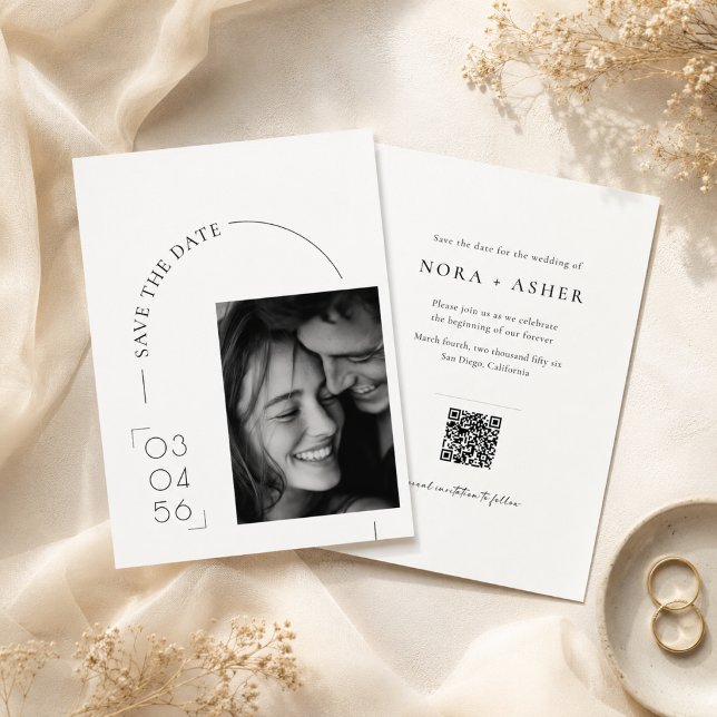Save The Date Simple Moderne Date Économique Mariage Code QR (Créateur téléchargé)