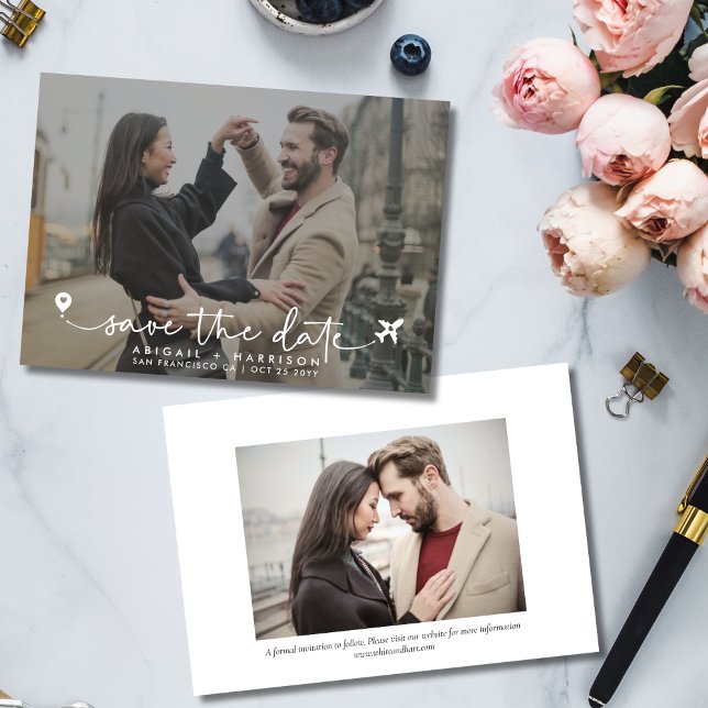 Save The Date Simple moderne de destination mariage script photo (Créateur téléchargé)