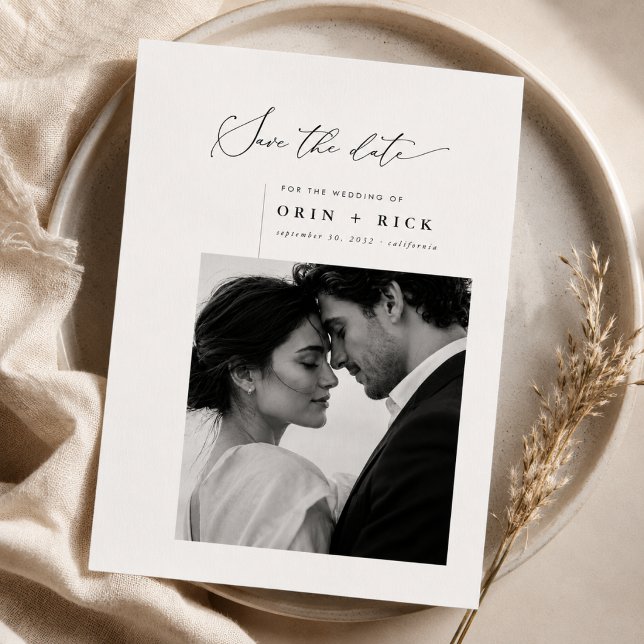 Save The Date Simple Moderne Écriture Élégante Photo Mariage (Créateur téléchargé)