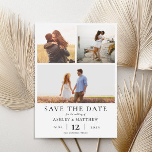 Save The Date Simple moderne Elegant 3 Photo Collage Mariage