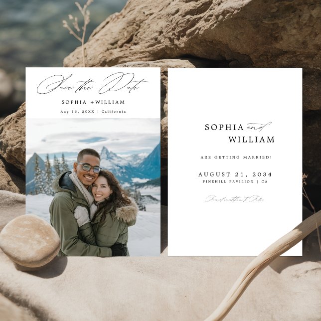 Save The Date Simple Moderne Élégant Script Mariage photo hiver (Créateur téléchargé)