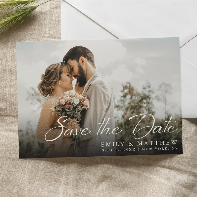 Save The Date Simple Moderne Élégante Écriture Photo Mariage (Créateur téléchargé)