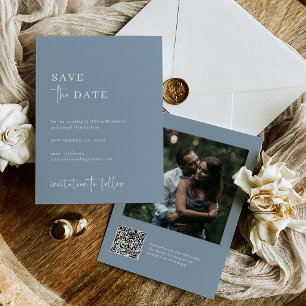 Save The Date Simple moderne et minimaliste Dusty Blue   Photo