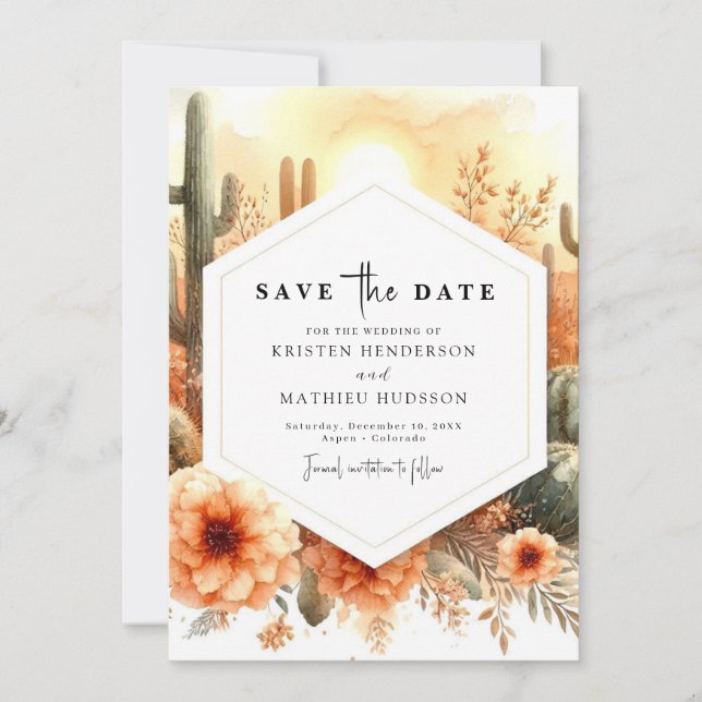 Save The Date Simple moderne Mariage Cactus (Devant)