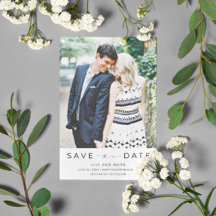Save The Date Simple moderne Mariage photo noir blanc
