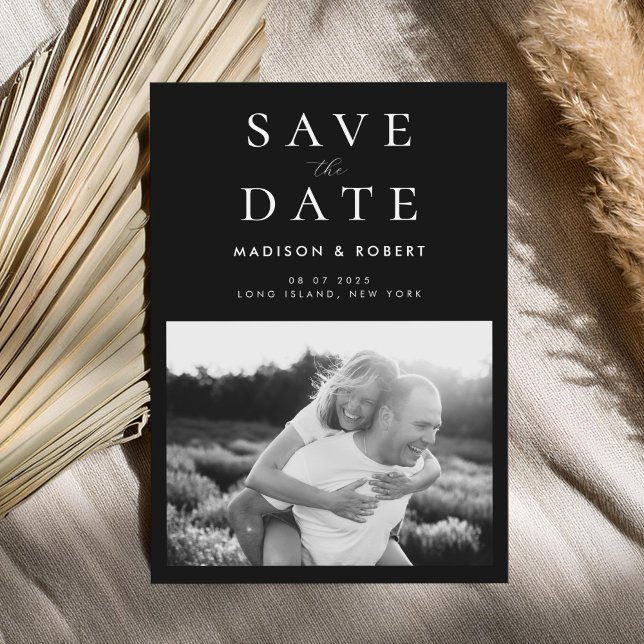 Save The Date Simple moderne Mariage photo noir et blanc (Créateur téléchargé)