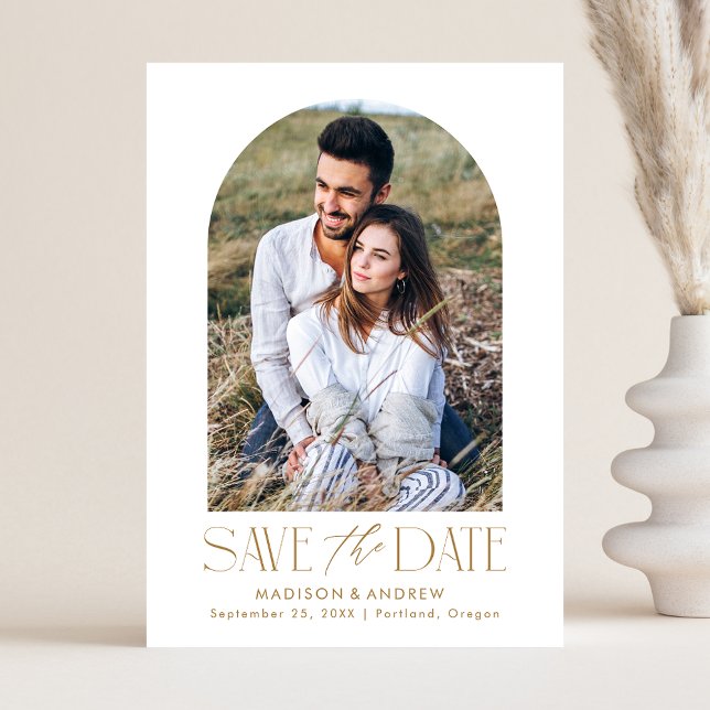Save The Date Simple Moderne Photo d'Arche en Or (Créateur téléchargé)