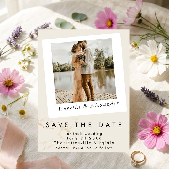 Save The Date Simple Moderne Romantique Photo Botanique Fleur Sa (Créateur téléchargé)