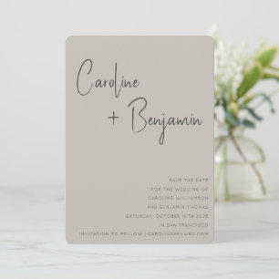 Save The Date Simple moderne Rustique Boho Taupe Mariage de scri