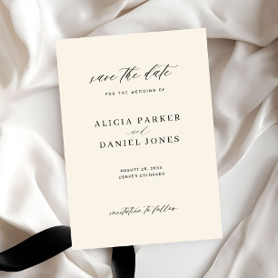Save The Date Simple moderne script mariage ivoire 