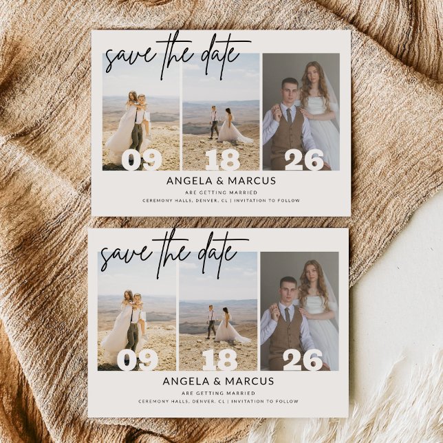 Save The Date Simple Moderne Texte et Photo Horizontal | Mariage (Créateur téléchargé)
