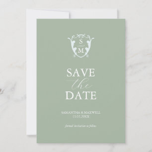 Save The Date Simple Monogramme Sage Vert Enregistrer La Date