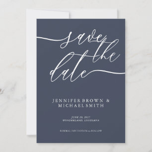 Save The Date Simple Navy personnalisé fond photo Mariage