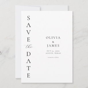 Save The Date Simple Noir et Blanc Moderne Mariage élégant